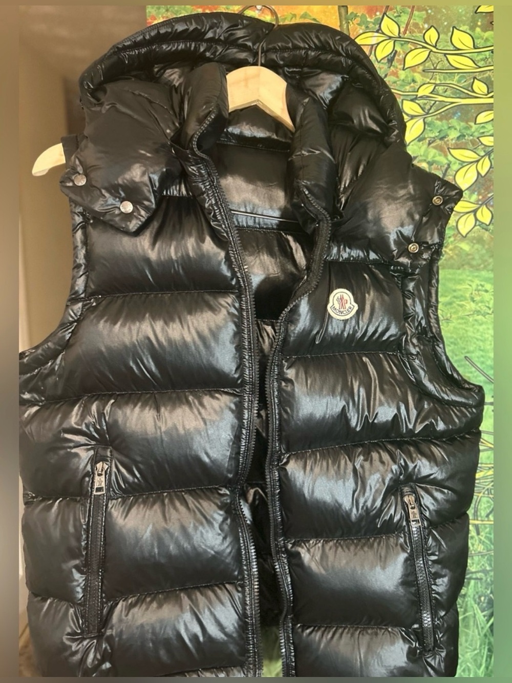 Moncler Bormes Authentic Shiny Black Puffer Hooded Vest | Size: 2 (SOLD) - Picture 5 of 15